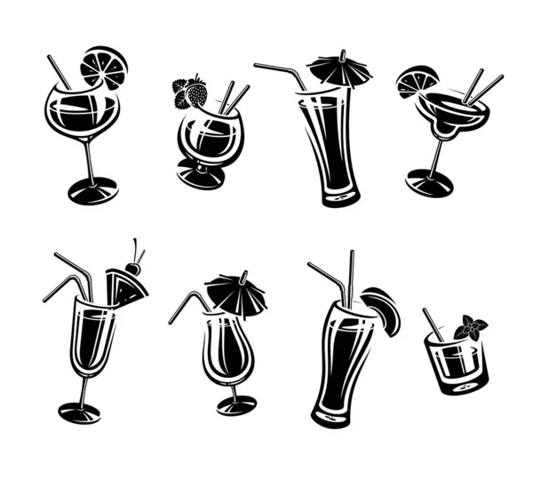 Cocktail Prêt Icônes Collection Cocktails Vecteur — Image vectorielle