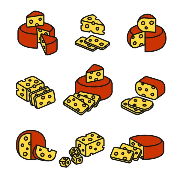 Сырный Набор Сыр Иконой Вектор — стоковый вектор