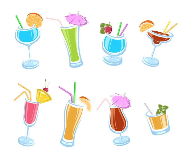 Cocktail Set Collectie Icoon Cocktails Vector — Stockvector