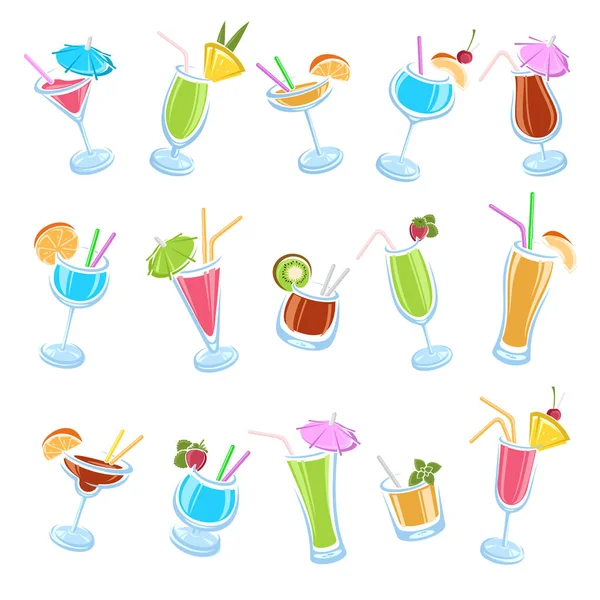 Cocktail Set Collectie Icoon Cocktails Vector — Stockvector