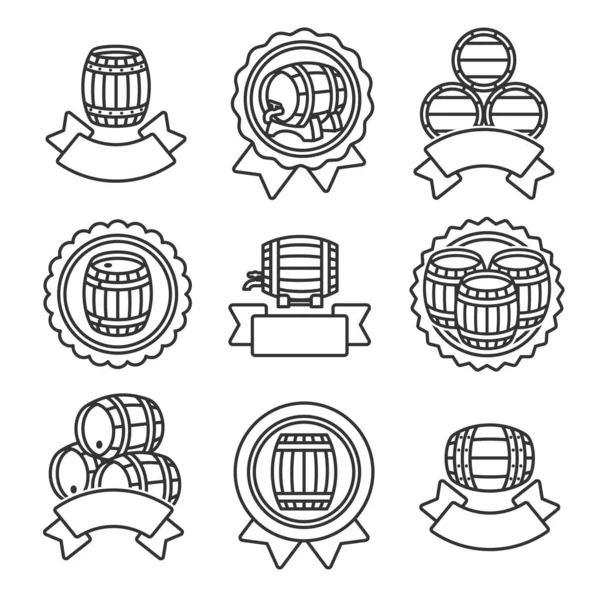 Barrels Collectie Etiketten Elementen Set Vector — Stockvector