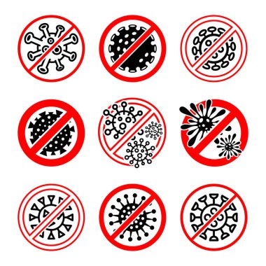 Virüs amblemini durdur. Koleksiyon ikonu virüsü. Vektör