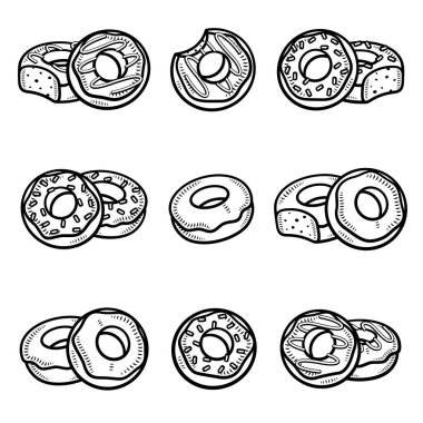 Çörek hazır. Toplama ikonları çörekleri. Vektör