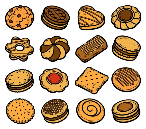Cookies Gesetzt Sammlung Symbol Cookies Vektor — Stockvektor