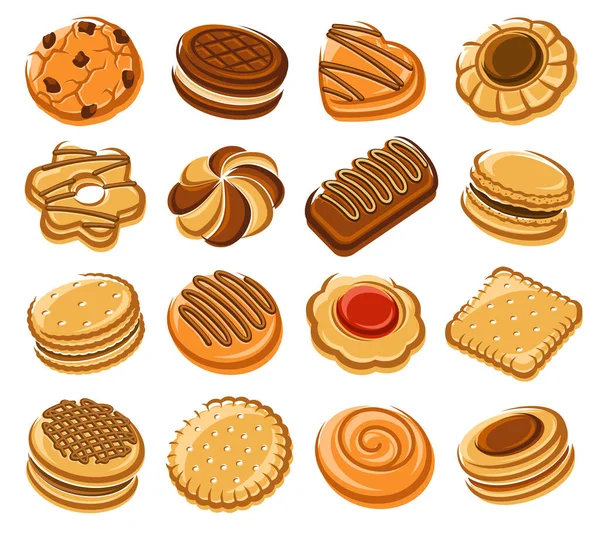 Set Galletas Cookies Icono Colección Vector — Archivo Imágenes Vectoriales