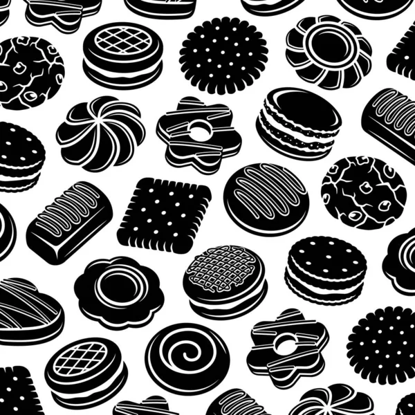 Cookies Patrón Conjunto Fondo Cookies Icono Colección Vector — Vector de stock