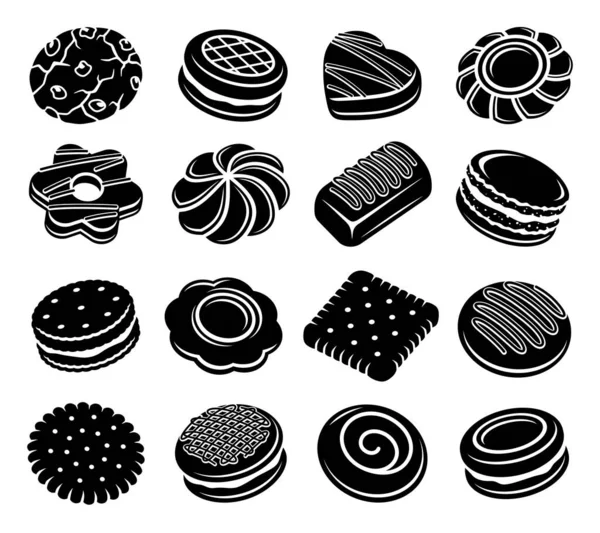 Set Galletas Cookies Icono Colección Vector — Vector de stock