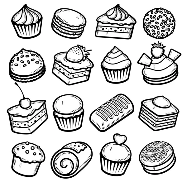 Tortenset Vorhanden Sammlung Symbolkuchen Vektor — Stockvektor