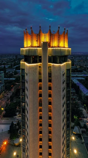 Kazachstan Almaty Nocy Widok Hotel Kazachstan — Zdjęcie stockowe