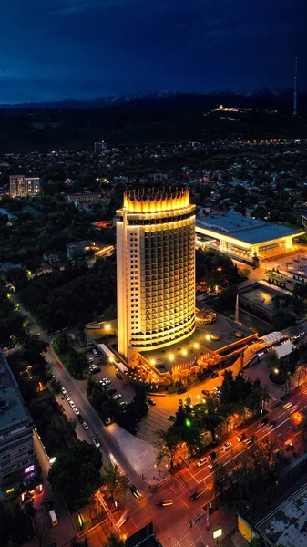 Kazakhstan Almaty Night View Streets Hotel Kazakhstan — Stock Photo, Image