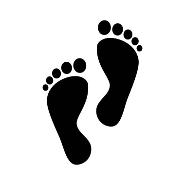 Human feet black silhouette. Footprint with toes symbol icon. clipart