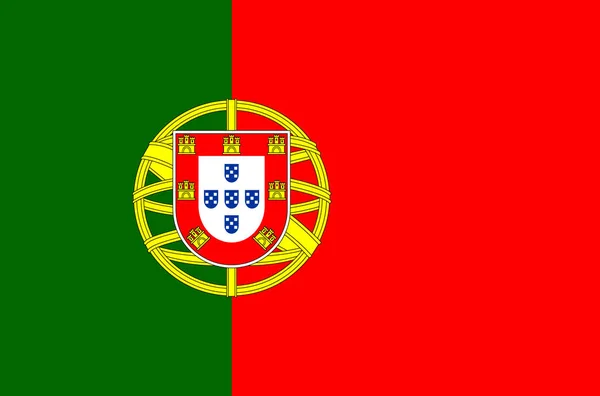 Portekiz Ulusal Bayrak Portekiz Doğru Renkler Gerçek Renk Resmi Bayrağı — Stok Vektör