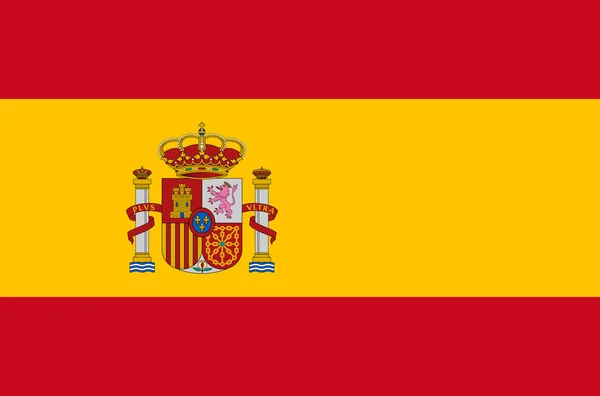 Bandeira Nacional Espanhola Bandeira Oficial Espanha Cores Precisas Cor Verdadeira —  Vetores de Stock
