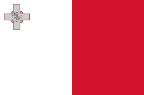 Bandera Nacional Maltesa Bandera Oficial Malta Colores Precisos Color Verdadero — Vector de stock