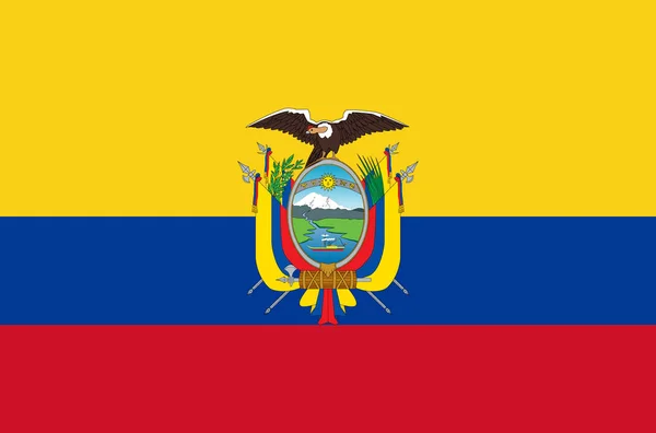 Bandeira Nacional Equatoriana Bandeira Oficial Equador Cores Precisas Cor Verdadeira —  Vetores de Stock