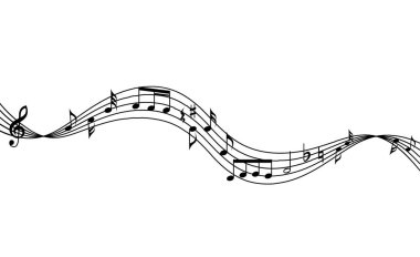 Müzik personel ve notlar arka plan kavisli. Müzikal personeli ve müzik notlar arka planını sallayarak.