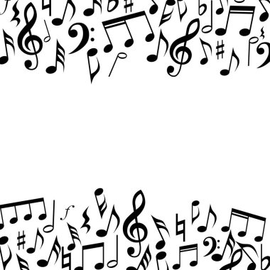 Müzik kare kenar çerçevelemek. Çerçeve arka plan müzik notlar ve işaretleri.