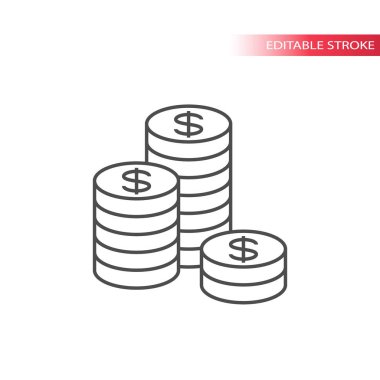 İnce çizgi Doları para yığını simgesi. Anahat, tamamen düzenlenebilir dolar yığınları simgesi paralar.