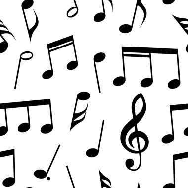 Müzik notlar ve Dikişsiz desen tasarım simgeler. Tamamen düzenlenebilir dolgu ve arka plan rengi. Siyah ve beyaz müzikal seamless modeli.