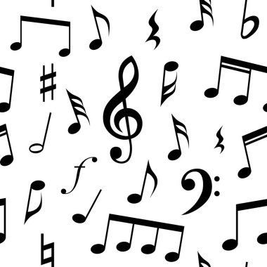 Müzik notlar ve Dikişsiz desen tasarım simgeler. Tamamen düzenlenebilir dolgu ve arka plan rengi. Siyah ve beyaz müzikal seamless modeli.