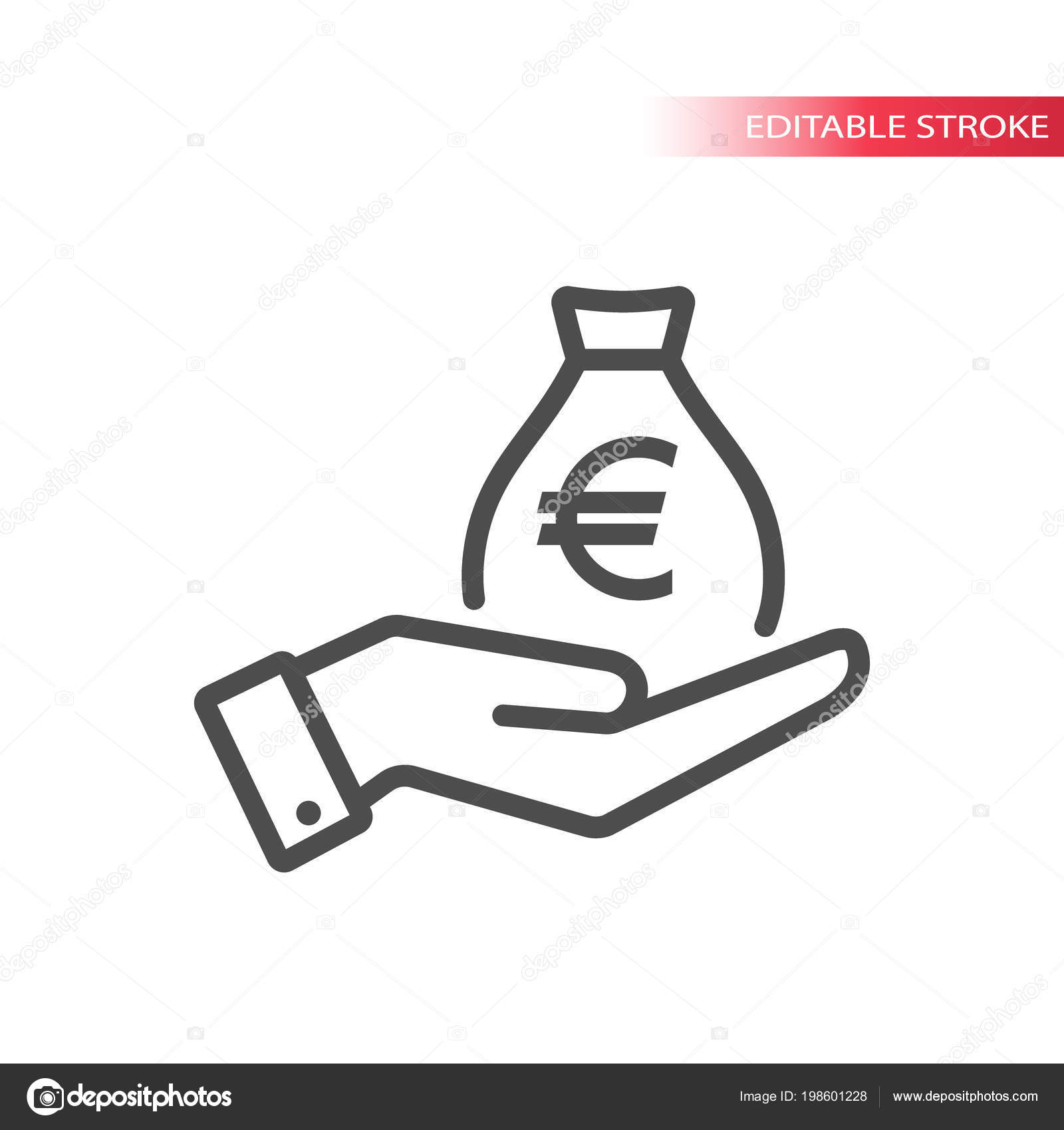 Hand Bag Euros Money Hand Euro Money Bag Icon Stock Vector - 