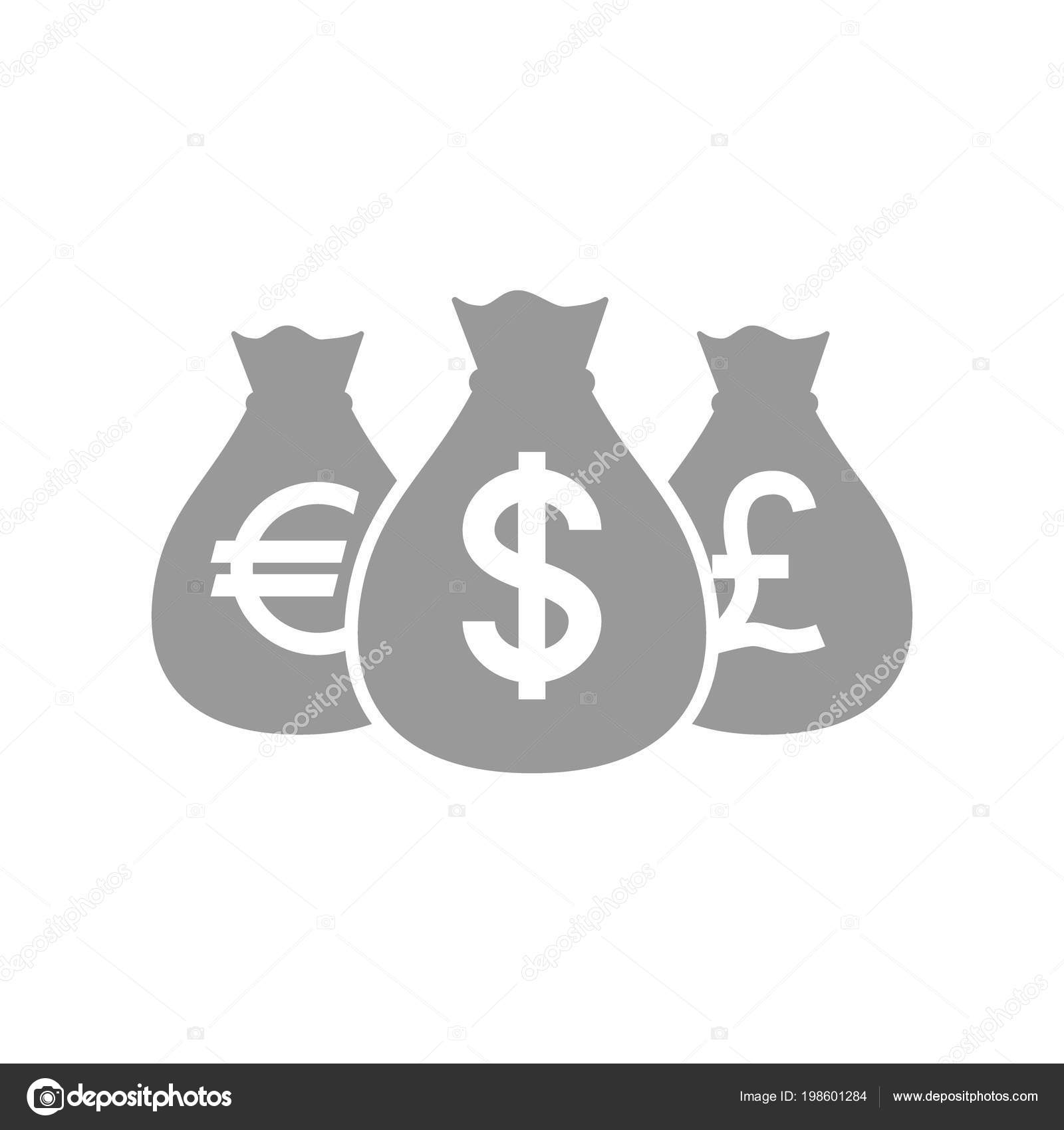 Icon Pictogram Euro Bags Dollar Pound Euro Money - 