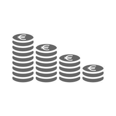 Euro para yığını simgesi. Madeni para yığınları Euro simgesi. Sikke yığını.