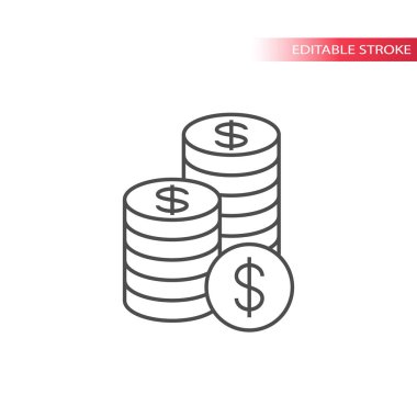 İnce çizgi Doları para yığını simgesi. Anahat, tamamen düzenlenebilir dolar yığınları simgesi paralar.