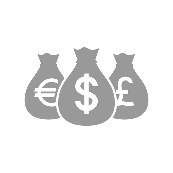 Sáčky Dolaru Libry Eura Peníze Piktogram Ikonu Eura Dolary Libry — Stockový vektor