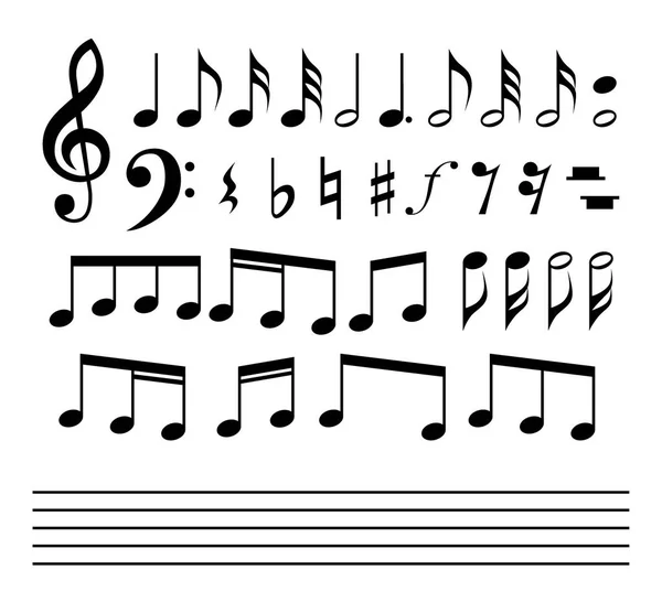 Notas Símbolos Musicais Definidos Coleção Notas Pautas Símbolos Musicais —  Vetores de Stock