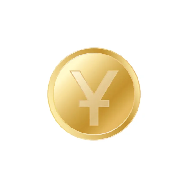 Moneda Yuan Chino Dorado Moneda Realista Yuan Oro Realista — Vector de stock