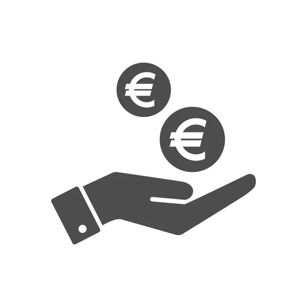 Рука Євро Центів Монети Скидаючи Плоских Значок Монети Palm Знак — стоковий вектор