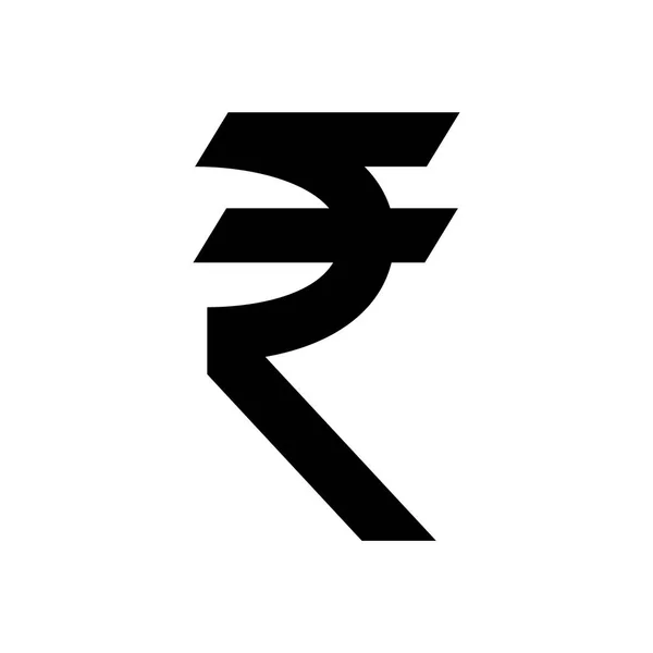 Roupie Indienne Symbole Monnaie Silhouette Noire Inde Roupie Signe — Image vectorielle