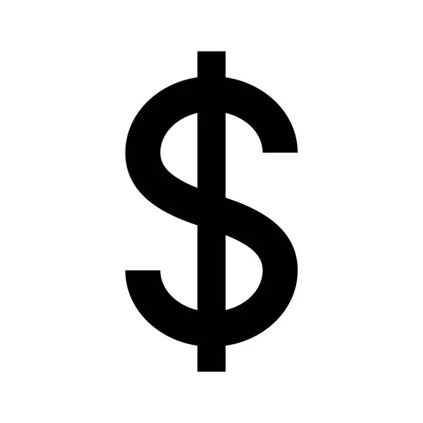私たちドル通貨記号 黒いシルエットのアメリカのドル印 — ストックベクタ