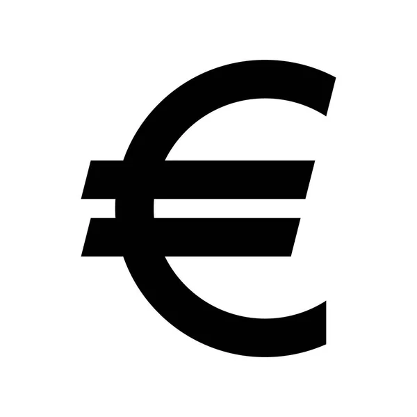 Symbol Waluty Euro Znak Euro Czarna Sylwetka — Wektor stockowy