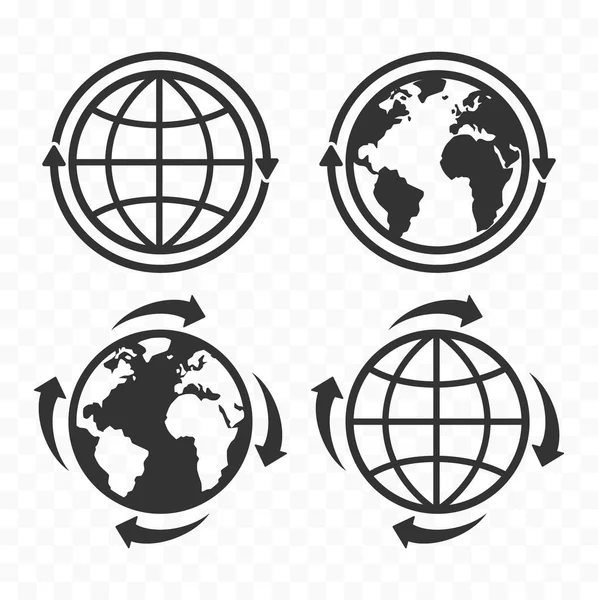 Icône Web Globe Avec Flèches Icônes Flèches Planète Terre — Image vectorielle
