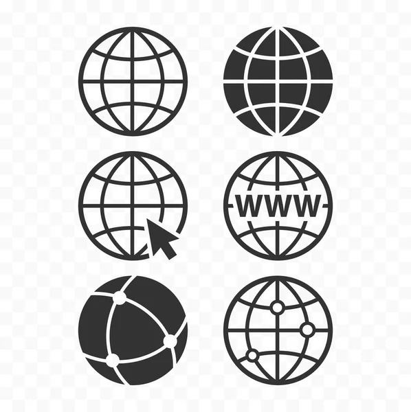 World wide web kavramı küre simge seti. Gezegen web sembol kümesi. Küre simgeler Web siteleri için.