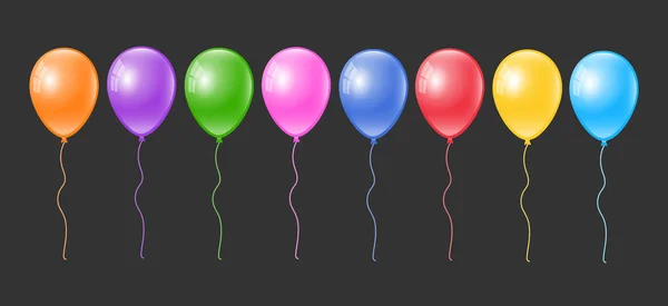 逼真的彩色3D 气球设置 气球收集 — 图库矢量图片