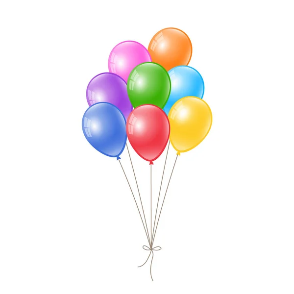 Ballons Colorés Réalistes Attachés Ensemble Ballons Flottants — Image vectorielle