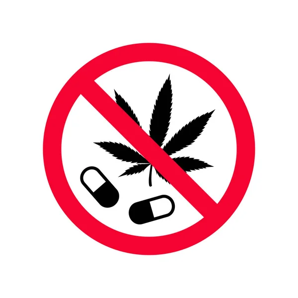 Prohibición Roja Hay Señal Drogas Uses Letrero Narcóticos Use Drogas — Archivo Imágenes Vectoriales
