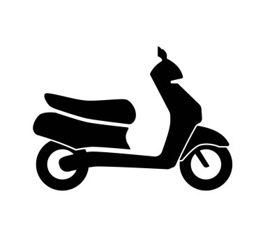 Siyah scooter siluet vektör illüstrasyon izole. Scooter. 
