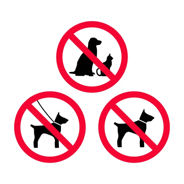 Dogs Pets Leash Dogs Free Dogs Red Prohibition Sign Pets — Stock Vector