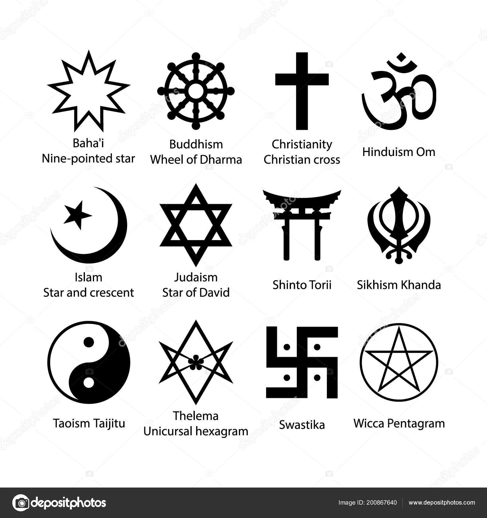Religious Symbols Set Religion Signs Simple Black Icon Set Stock Vector ...