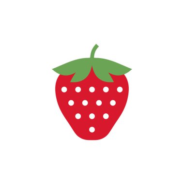 Çilek simgesi, basit tasarımı, çilek simge küçük resim. Küçük resim karikatür meyve simgesi.