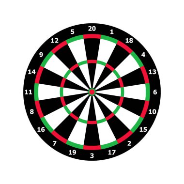 yeşil ve kırmızı ile klasik Dart oyun tahtası şablonu