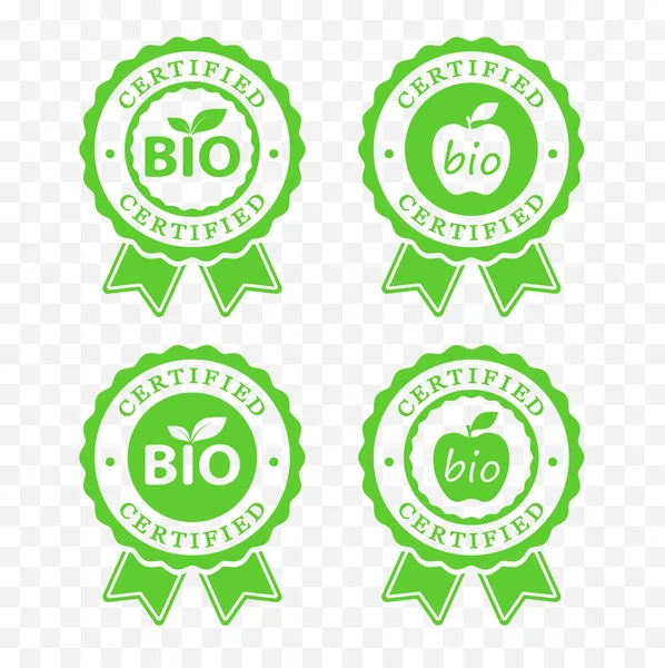 Bio Gecertificeerd Batch Etiketten Instellen Bio Voeding Cosmetica Verpakking Sticker — Stockvector