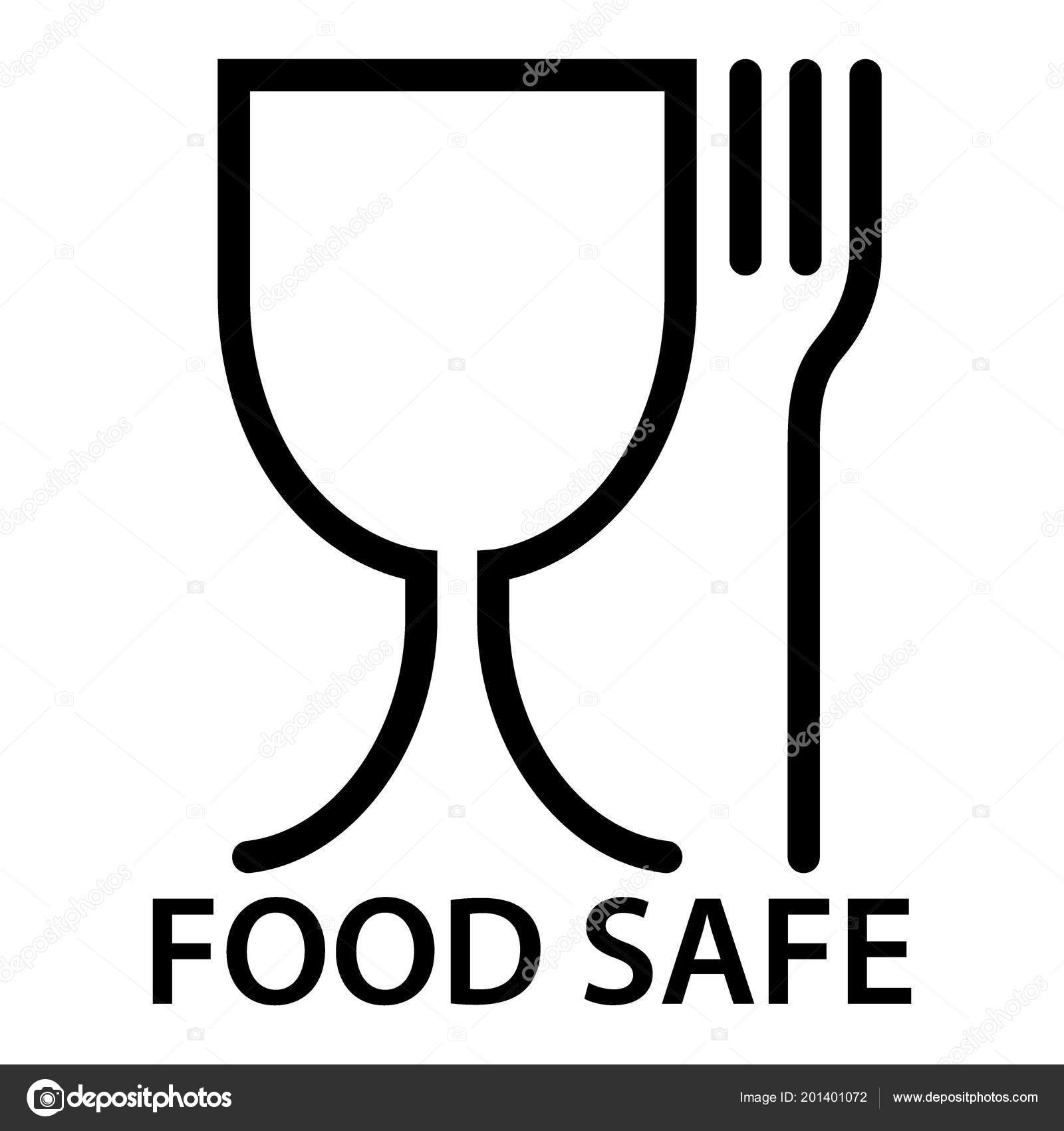 Food Safe Icon Fork Glass Symbol Food Safety Material Stock Vector