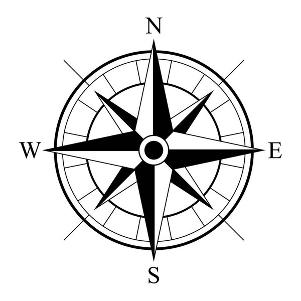 retro style compass icon, wind rose vintage compass icon