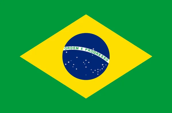 正確な色 正確な色 本当の色でブラジルの公式の旗にブラジルの国旗 — ストックベクタ