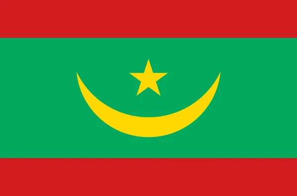 Bendera Nasional Mauritania Bendera Resmi Mauritania Warna Akurat Warna Sejati - Stok Vektor